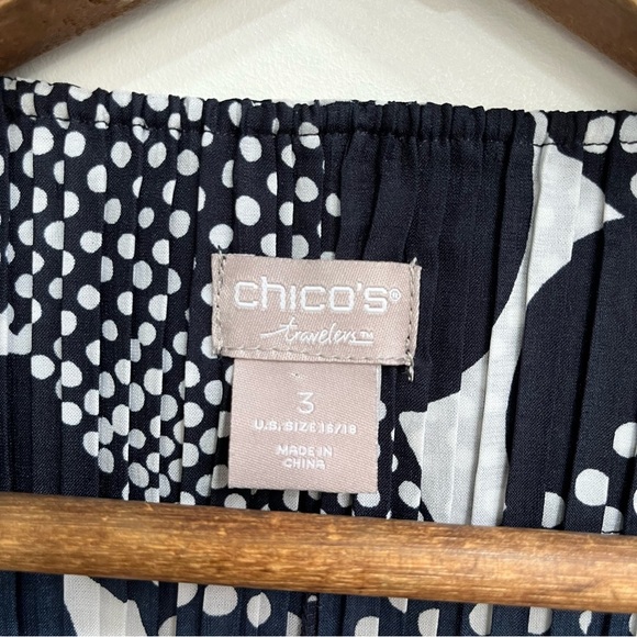 Chico's Travelers Textured Crinkle Trench Cardigan Jacket Blue White $118 - Picture 9 of 10